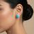 Gold plated turqouise blue stone stud earrings