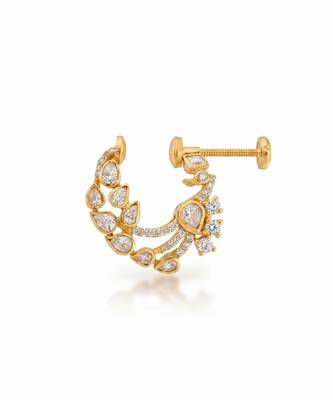 Gold plated yellow polki diamond nose ring 1