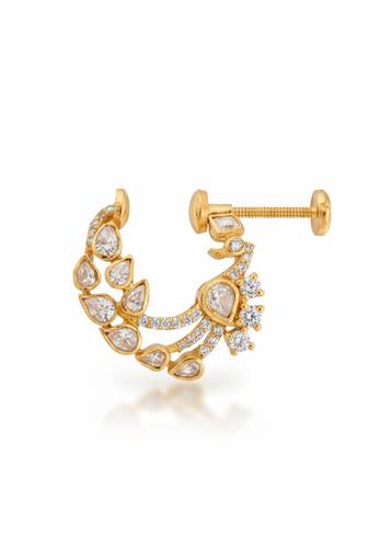 Gold plated yellow polki diamond nose ring