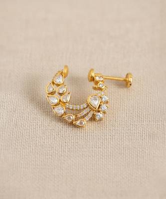 Gold plated yellow polki diamond nose ring 2