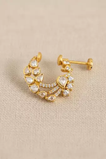 Gold plated yellow polki diamond nose ring