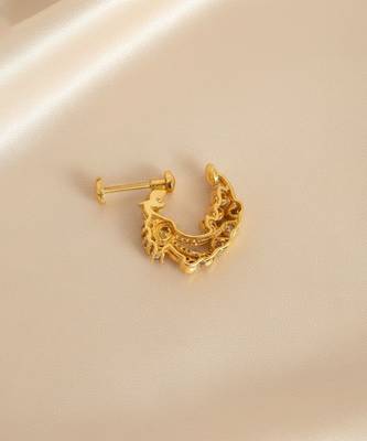 Gold plated yellow polki diamond nose ring 3