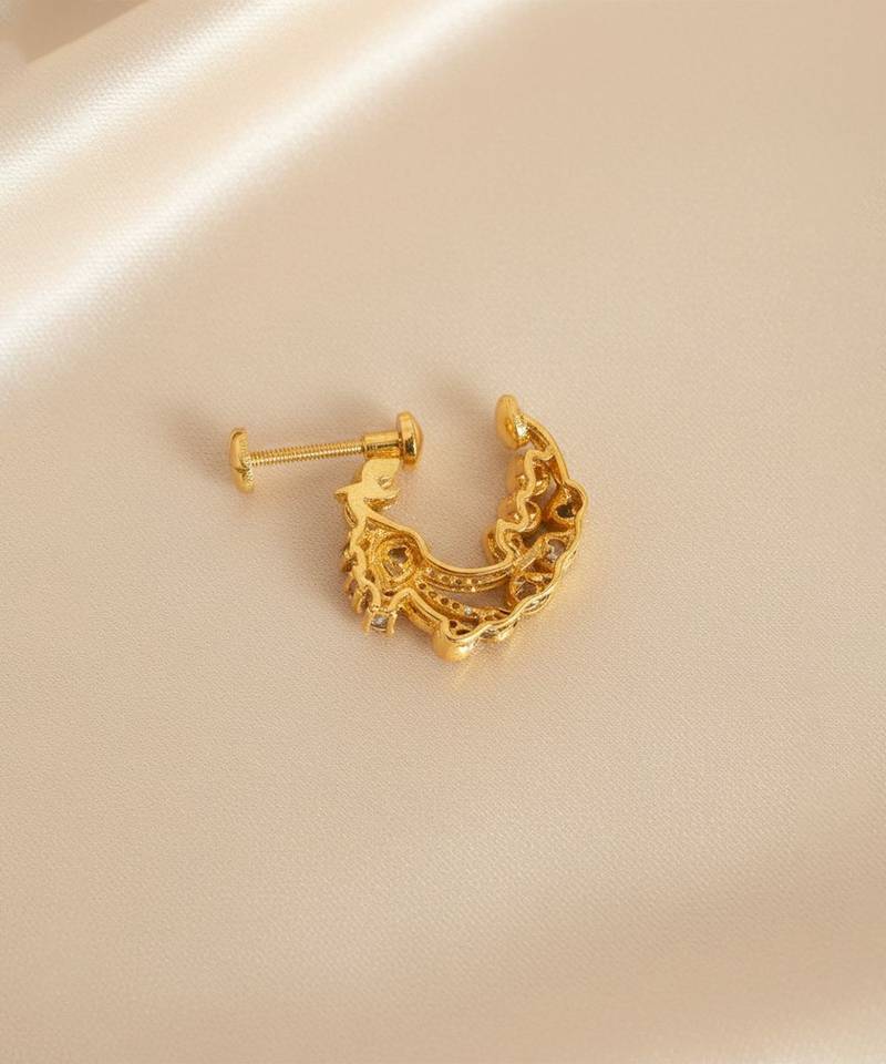 Gold plated yellow polki diamond nose ring