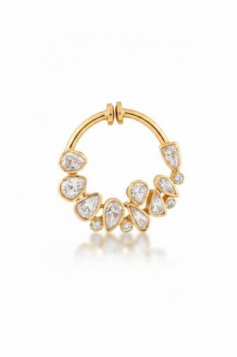 Gold plated yellow polki nose ring