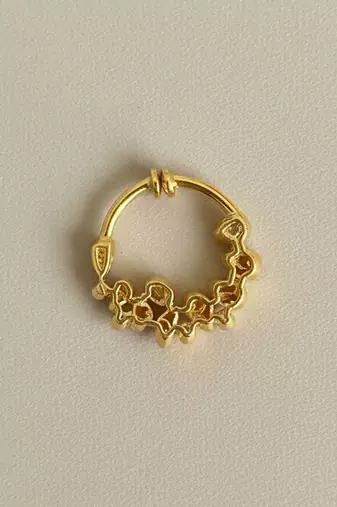 Gold plated yellow polki nose ring
