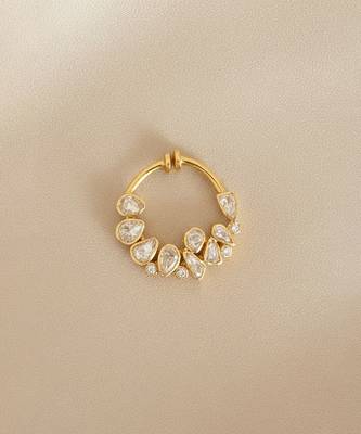 Gold plated yellow polki nose ring 3
