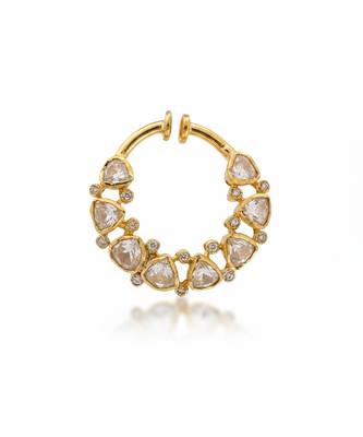 Gold plated yellow polki nose ring 1