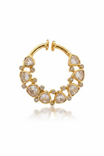 Gold plated yellow polki nose ring