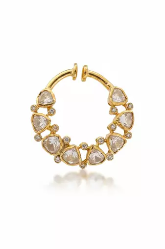Gold plated yellow polki nose ring