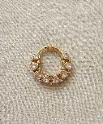 Gold plated yellow polki nose ring 2