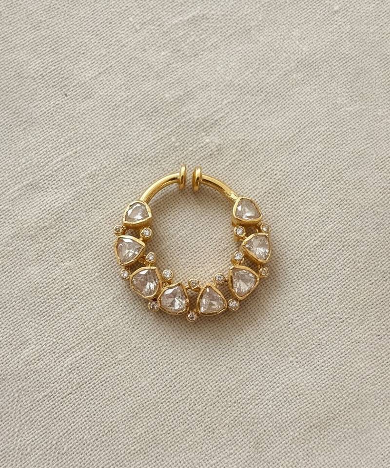 Gold plated yellow polki nose ring