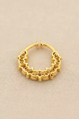 Gold plated yellow polki nose ring