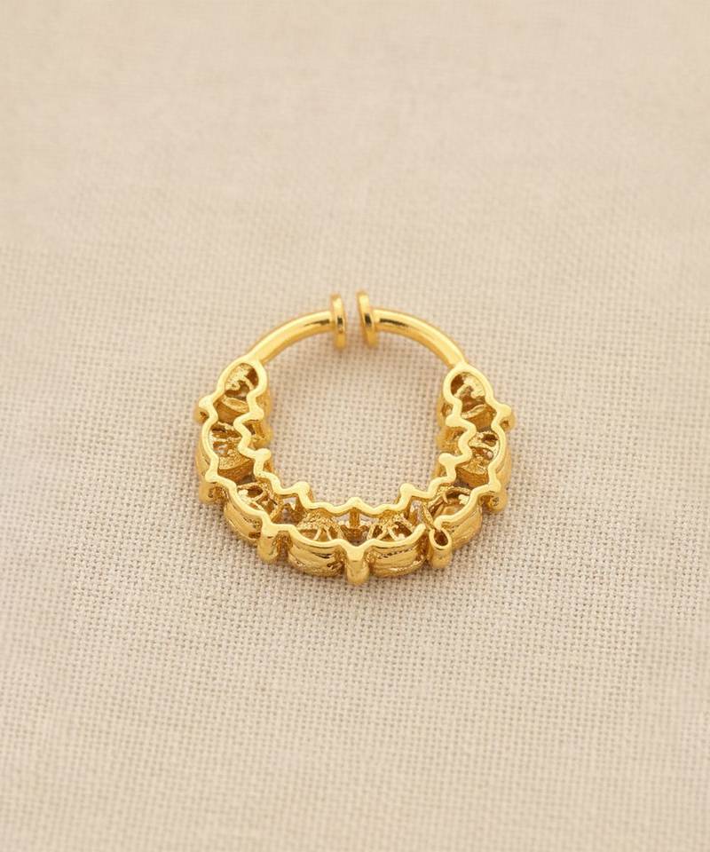 Gold plated yellow polki nose ring