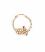 Gold plated pink polki stone nose ring