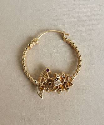 Gold plated pink polki stone nose ring 3