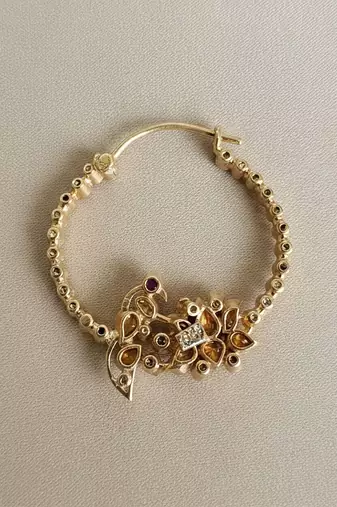 Gold plated pink polki stone nose ring