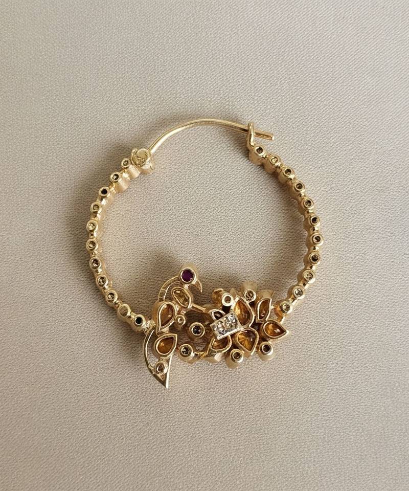 Gold plated pink polki stone nose ring