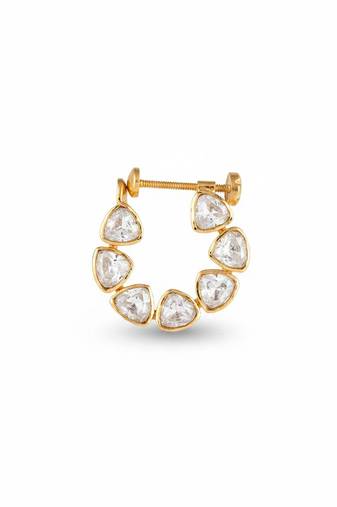 Gold plated yellow polki nose ring