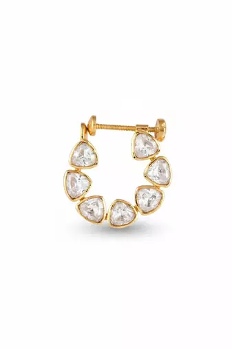 Gold plated yellow polki nose ring