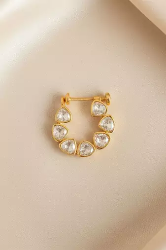 Gold plated yellow polki nose ring