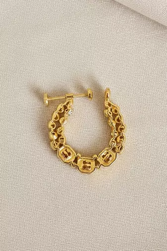 Gold plated red polki stones nose ring