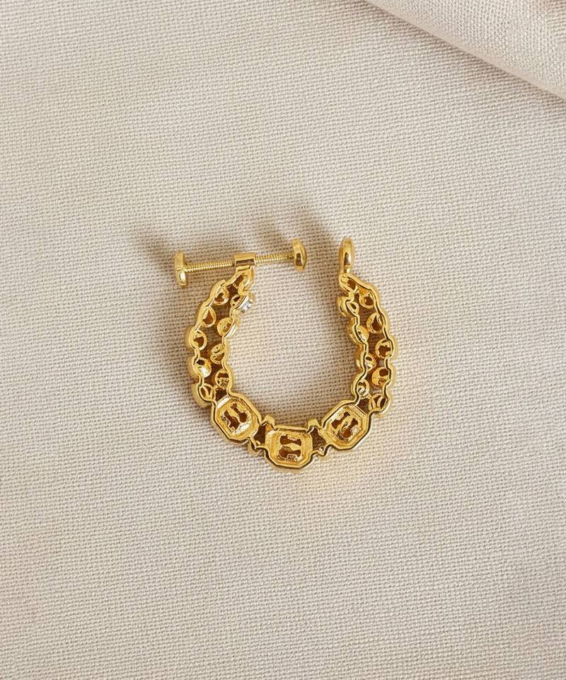 Gold plated red polki stones nose ring