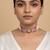 Gold plated red polki navratna stones choker necklace