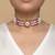 Gold plated red polki navratna stones choker necklace