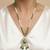 Gold plated green polki stone long necklace