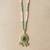 Gold plated green polki stone long necklace