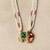 Multicolor polki beaded elephant pendant long necklace