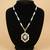Gold plated moissanite blue polki stones long necklace