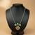 Gold plated green moissanite polki long necklace