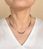 Gold plated multicolor polki stones chain necklace