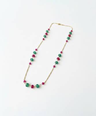 Gold plated multicolor polki stones chain necklace 4
