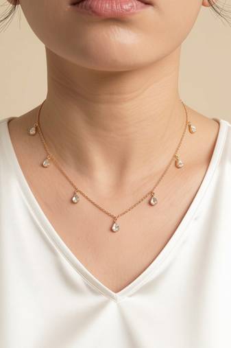 Gold plated moissanite polki diamond frost collar necklace