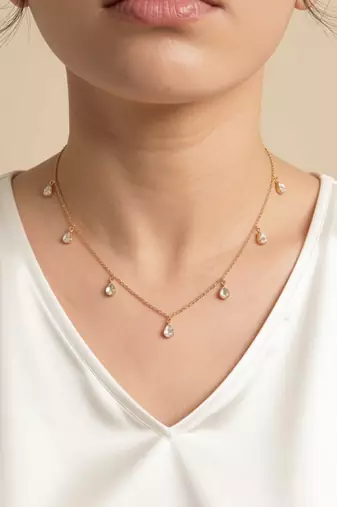 Gold plated moissanite polki diamond frost collar necklace