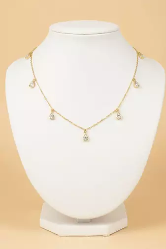 Gold plated moissanite polki diamond frost collar necklace