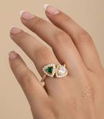 Gold plated green polki stone diamond ring