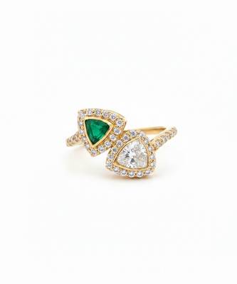 Gold plated green polki stone diamond ring 4