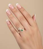 Gold plated green polki stone diamond ring