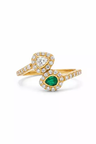Gold plated green polki stone diamond ring