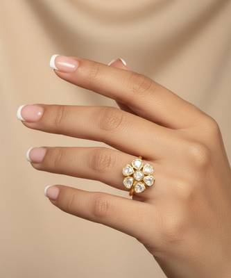 Gold plated moissanite diamond floral ring 1