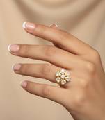 Gold plated moissanite diamond floral ring