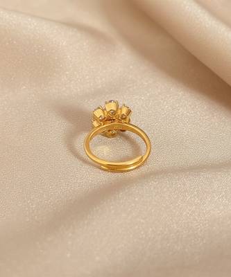 Gold plated moissanite diamond floral ring 2