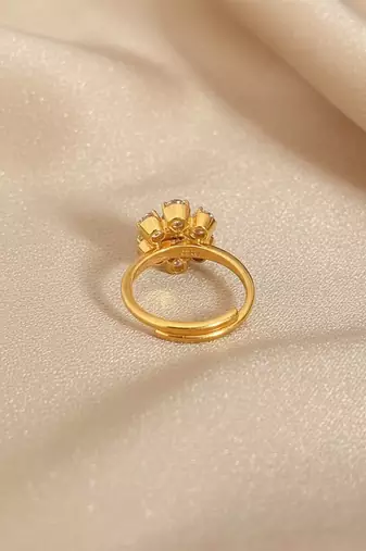 Gold plated moissanite diamond floral ring