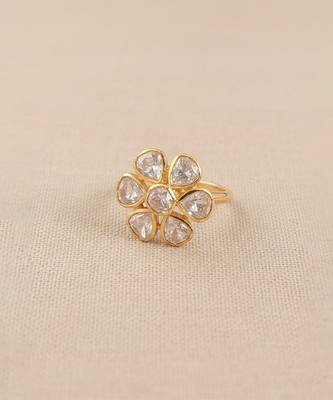 Gold plated moissanite diamond floral ring 3