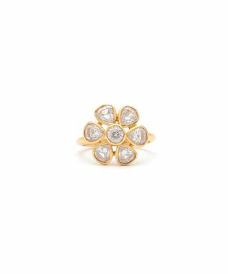 Gold plated moissanite diamond floral ring 4