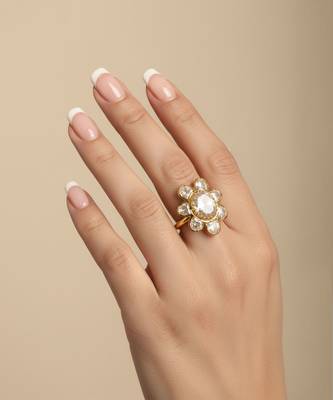 Gold plated moissanite diamond floral ring 1