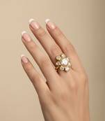 Gold plated moissanite diamond floral ring